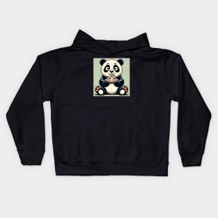 Cute Panda Bear Eating Pizza Kids Hoodie